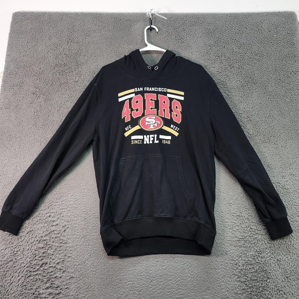 San Francisco 49ers Hoodie Sweatshirt Mens Large Black NFL Football THREE IN